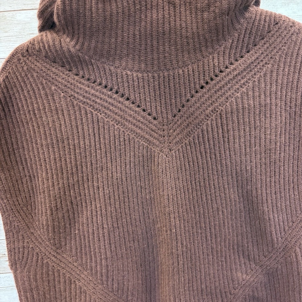 NWT Anthropologie Womens XS Cape Sweater 100% Cashmere Chocolate Brown Cowl Neck - Picture 3 of 12